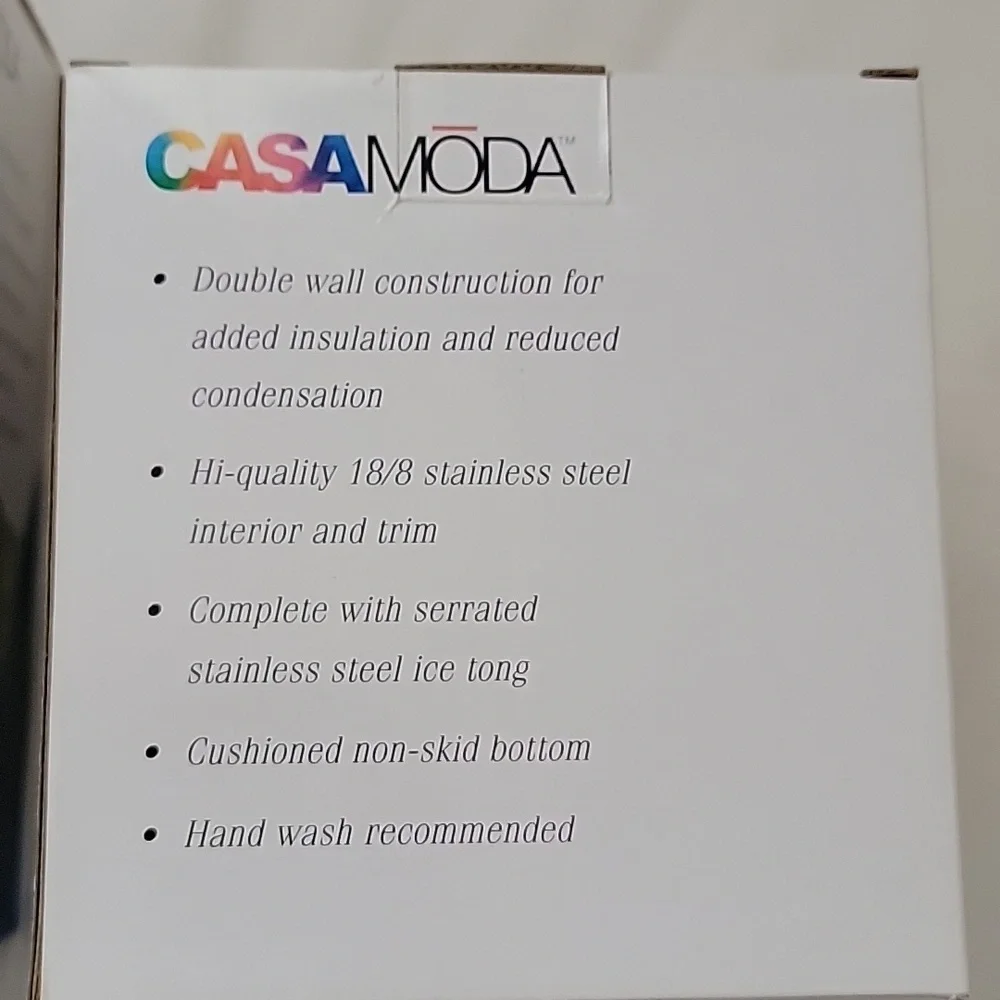 CASA MODA Wine Double Wall Cooler and Mini Ice Bucket Stainless Tongs Lot